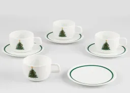 Taza Café X 4 Y Plato X 4 Navidad Expressions Arbol