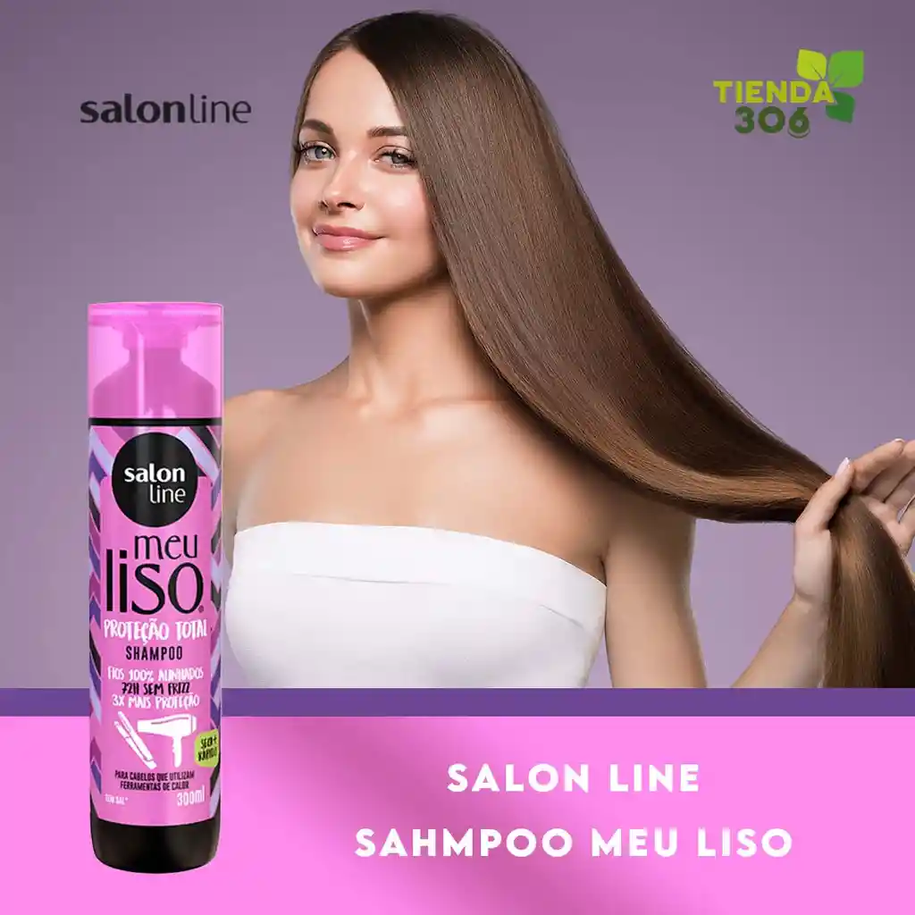 Salon Line Shampoo Meu Liso - Cabello Liso Protección Total 300 M