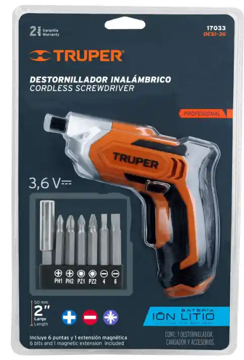 Destornillador Inalambrico De 3.6 V Profesional Truper