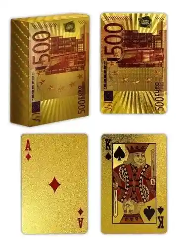 Cartas Baraja Poker Cartas Dorado Lujo Ultra Fino Euro