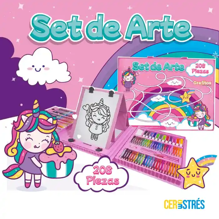 Set Arte 208 Piezas Grafitos Niña Regalo