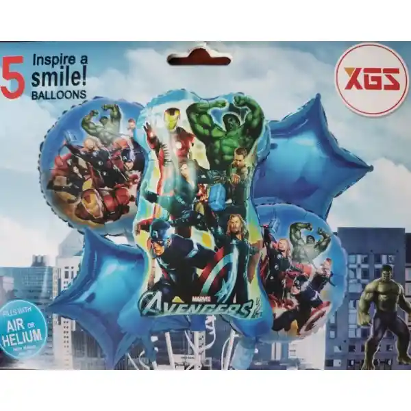 Kit De Globos Metalizados Avengers Sin Inflar