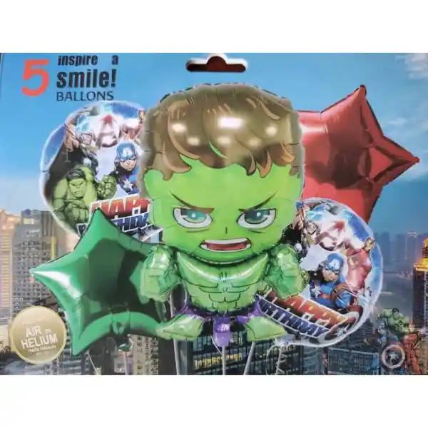 Kit De Globos Metalizados Hulk Sin Inflar