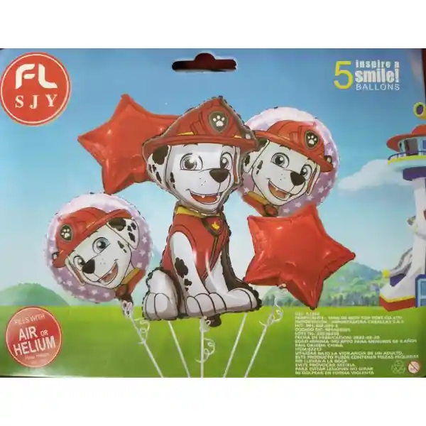 Kit De Globos Metalizados Marshall Paw Patrol Sin Inflar