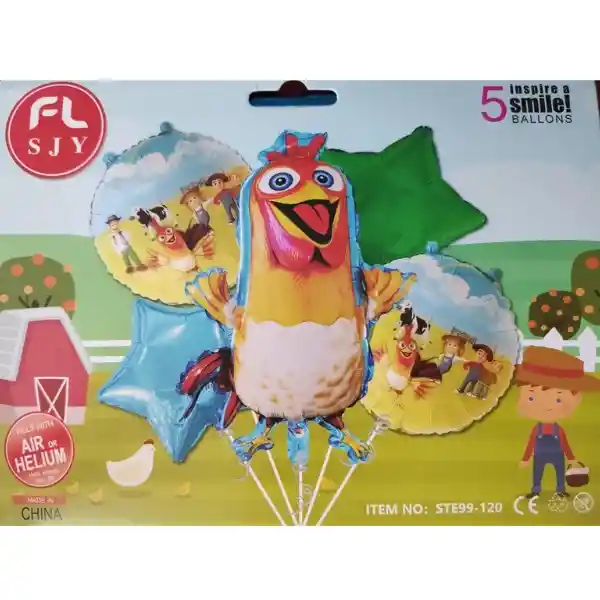 Kit De Globos Metalizados Bartolito Granja De Zenón Sin Inflar