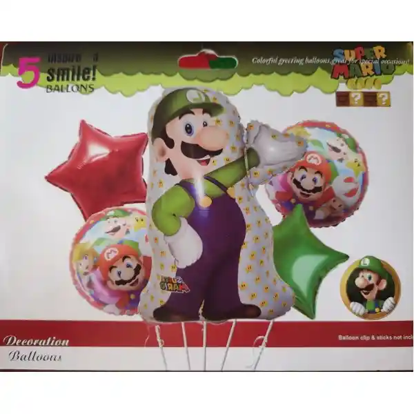 Kit De Globos Metalizados Luigi Sin Inflar