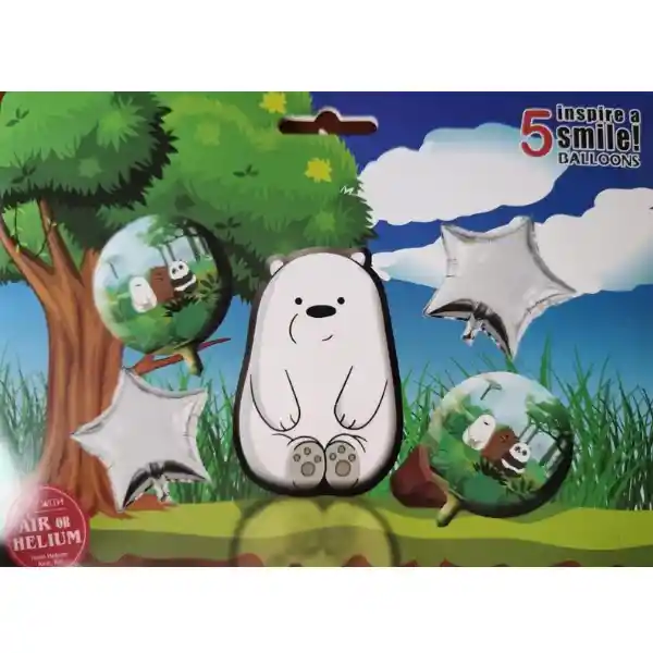 Kit De Globos Metalizados Polar Osos Escandalosos Sin Inflar