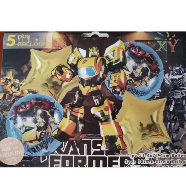 Kit De Globos Metalizados Bumblebee Transformers Sin Inflar