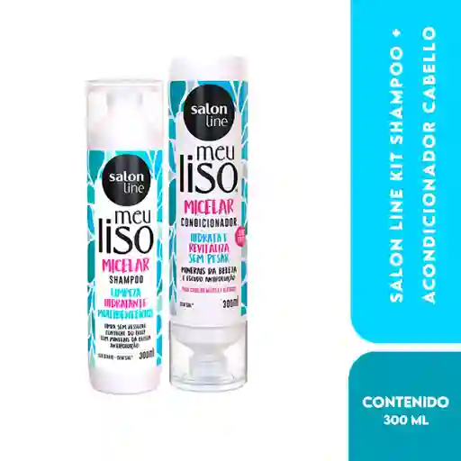 Salon Line Kit Shampoo 300 Ml + Acondicionador Meu Liso - Cabello Liso Micelar 300 Ml