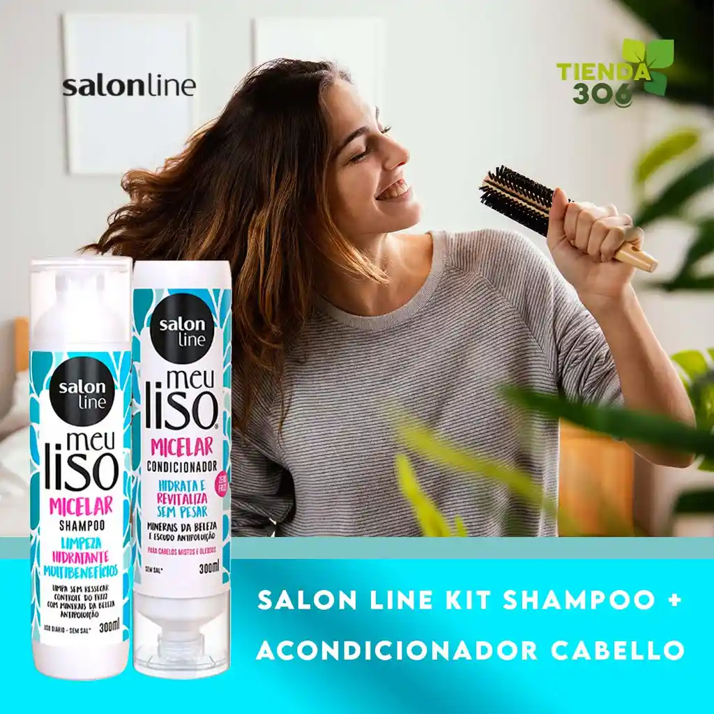 Salon Line Kit Shampoo 300 Ml + Acondicionador Meu Liso - Cabello Liso Micelar 300 Ml