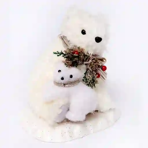 Muñeco De Navidad Oso Polar Padre E Hijo 19cm