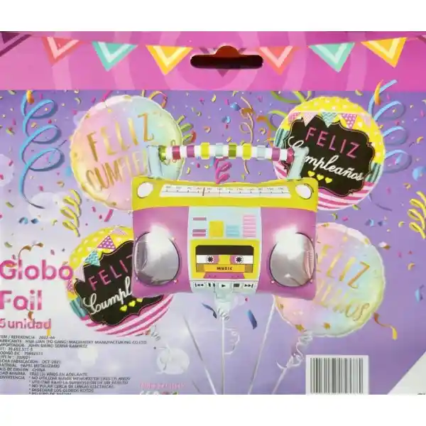 Kit De Globos Metalizados Grabadora Fiesta Disco Sin Inflar