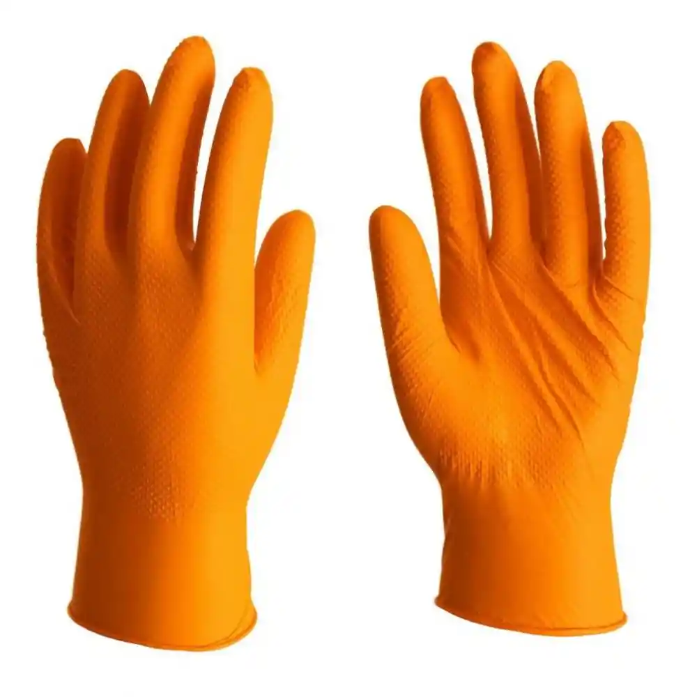 Guante Nitrilo Delta Plus Industrial Naranja Talla 9/10 Calibre 8.5 Caja X 50