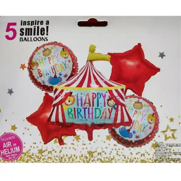 Kit De Globos Metalizados Circo Sin Inflar