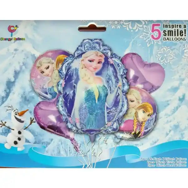 Kit De Globos Metalizados Elsa Frozen Sin Inflar