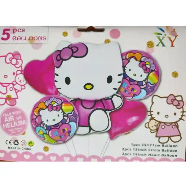 Kit De Globos Metalizados Hello Kitty Sin Inflar