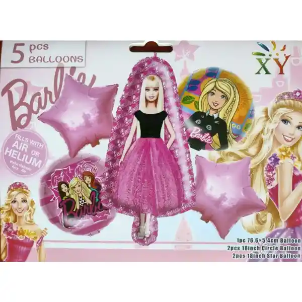 Kit De Globos Metalizados Barbie Sin Inflar