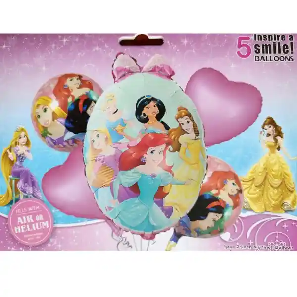 Kit De Globos Metalizados Princesas Sin Inflar