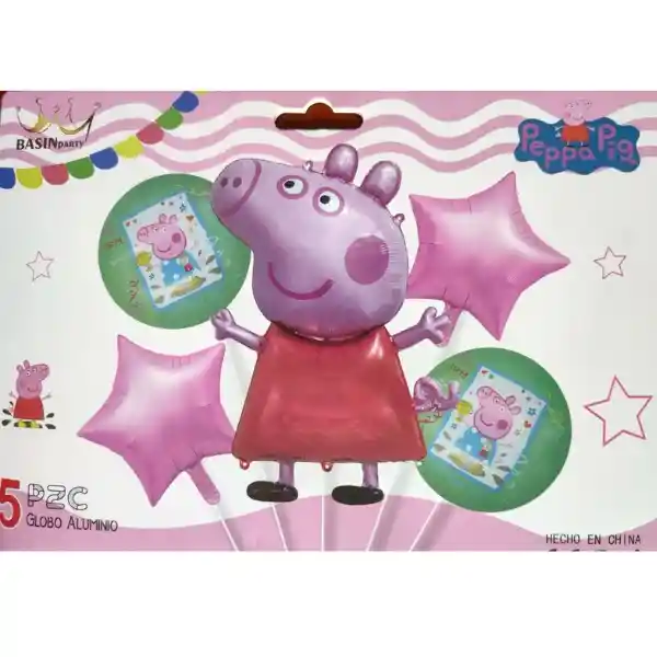 Kit De Globos Metalizados Peppa Pig Sin Inflar