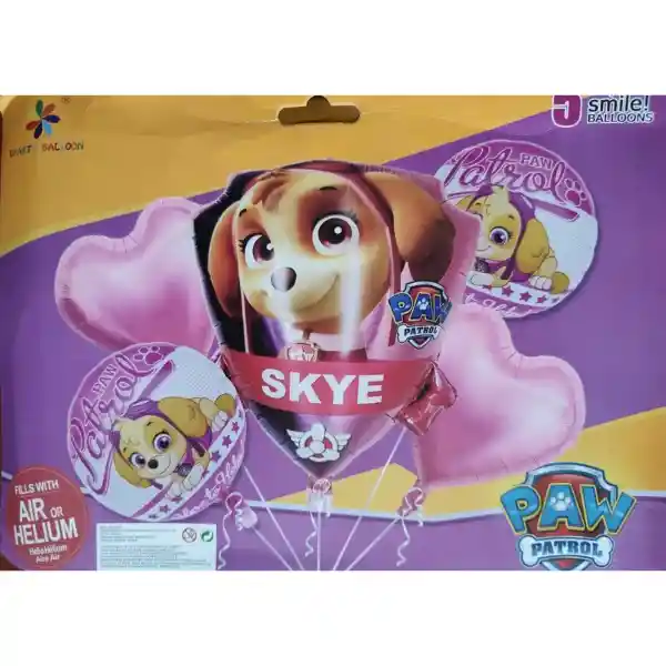 Kit De Globos Metalizados Skye Paw Patrol Sin Inflar