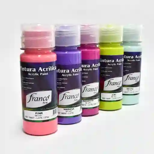 Pinturas Acrílicas, 60 Ml Colores Primarios Franco Química