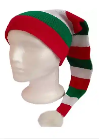 Gorro De Navidad Duende Largo Novenas 63cm Lana Con Pompon