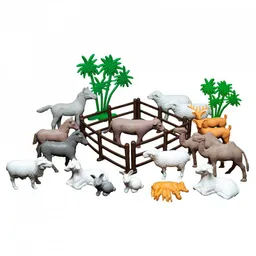 Figuras Pesebre Grande Animales Corral Arbol X 20 Unid