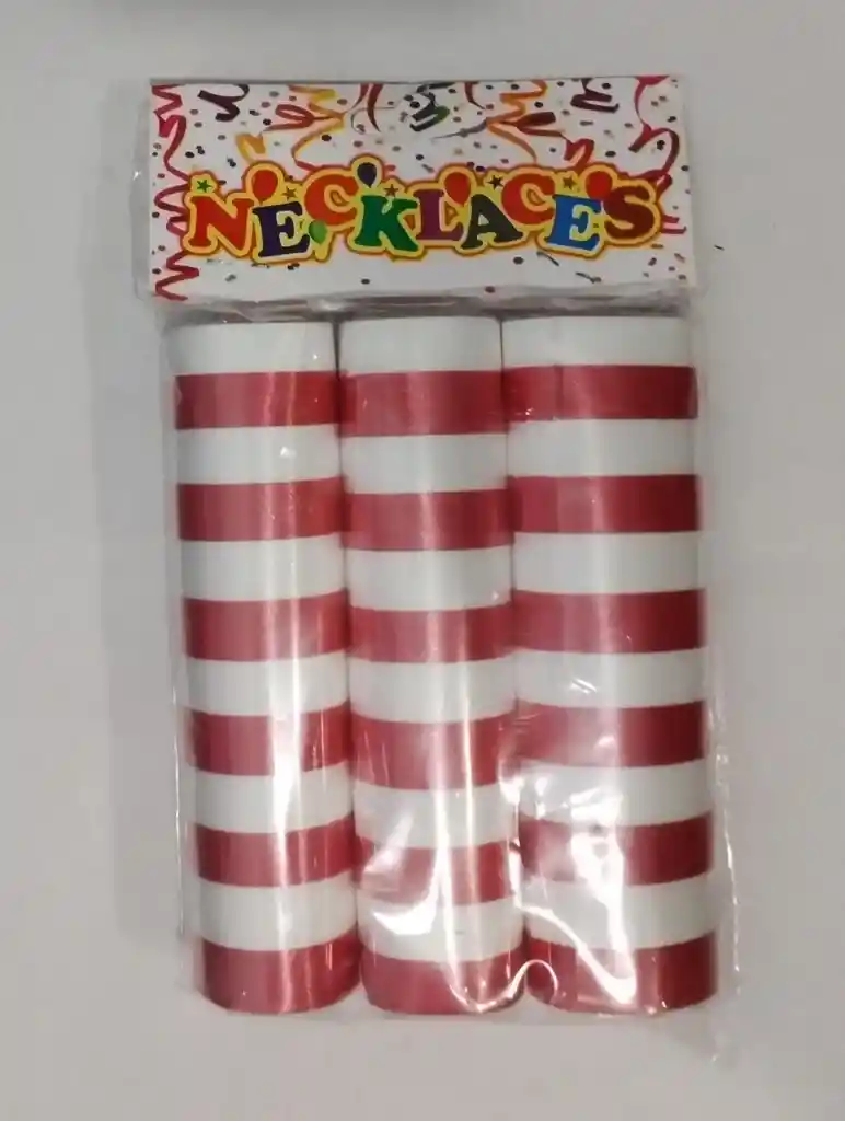 Serpentina Metalizada Roja Y Blanca X 3 Tubos