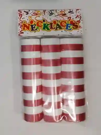 Serpentina Metalizada Roja Y Blanca X 3 Tubos