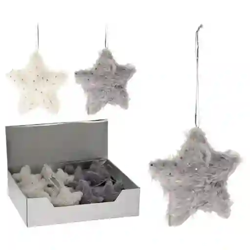 Estrella Arbol Navideña 10cm Plata Con Pelo