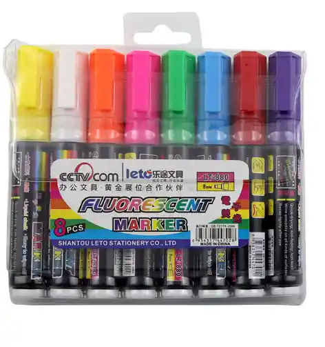 Marcador De Tiza Liquida Fluorescente Set X 8 Colores