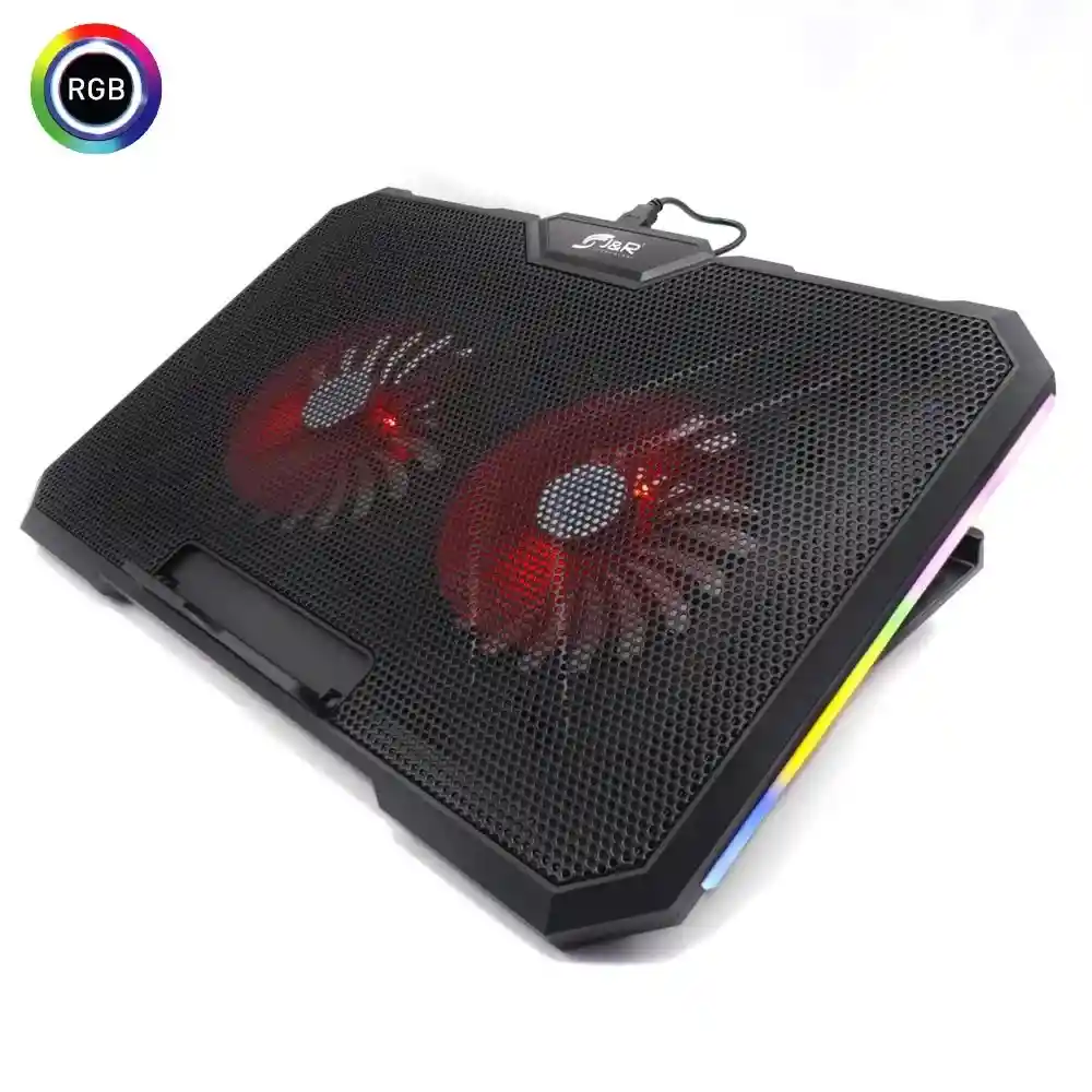 Base Refrigerante Jr Brjr-013 | Negro | 2 Ventiladores Rgb