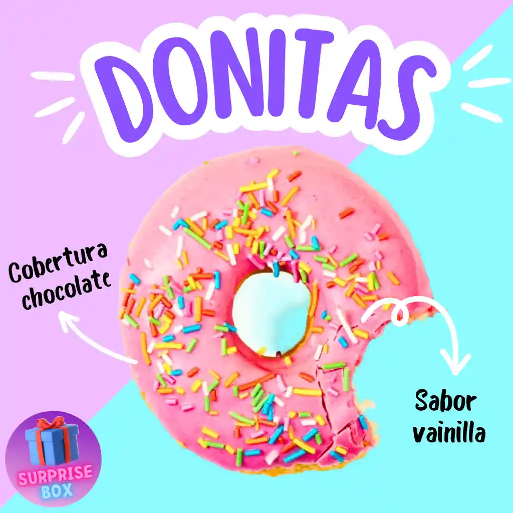 Donas - Mini Donas - Donitas (5 Unidades) - Caja Regalo