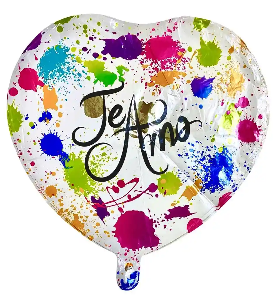 Globo Metalizado Corazón Te Amo 18" 46 Cm Multicolor Amor Y Amistad, San Valentín