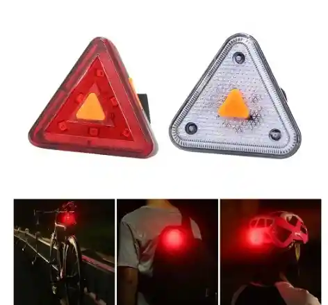 Luz Trasera Triangular Para Bicicleta, Seguridad Nocturna De Ciclismo Para Luz De Advertencia, Con Carga Usb, Color Blanco/rojo, 5 Modos