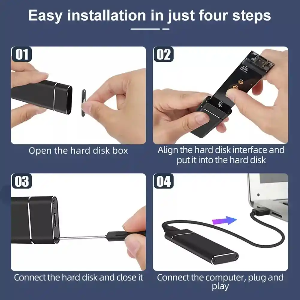M2 Ngff A Tipo C Adaptador Sata Usb 3.1 Disco Duro Caja Ssd