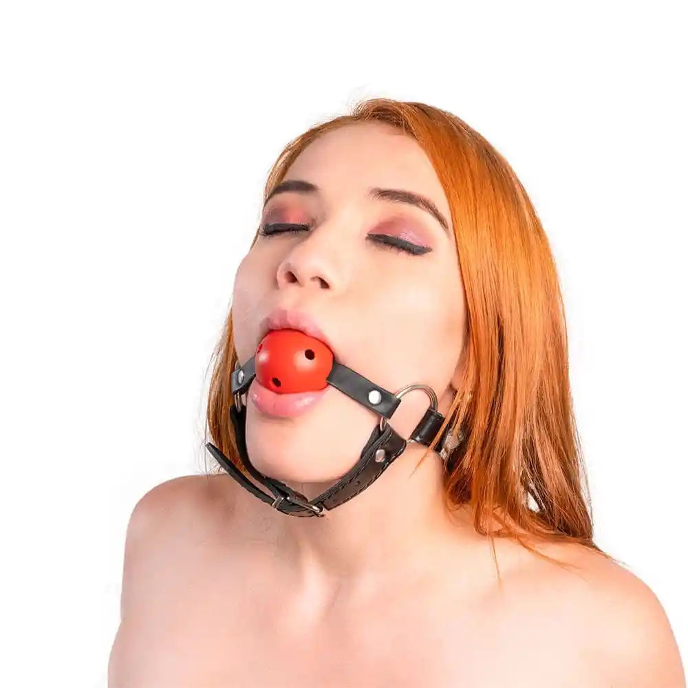 Bola Mordaza Con Arnés Bdsm Bondage Fetishe Roja