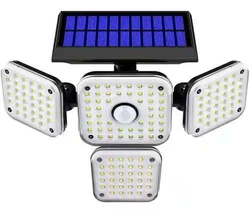 Lampara Reflector Led Solar C/ 4 Cabezas Y Sensor Lf-1765a