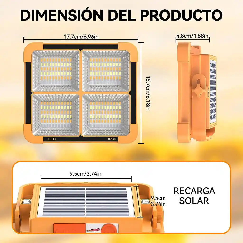 Reflector Solar De 800w Y Portátil Con Gancho Para Colgar Multifuncional