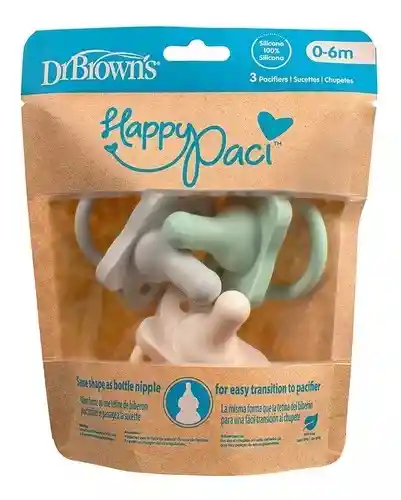 Chupos De Entretencion Dr Browns Silicona Happypaci 0-6m Verde
