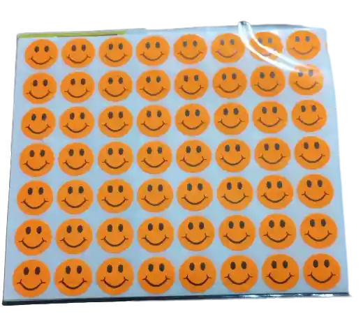 Sticker De Carita Feliz Naranja Fluorecente X14