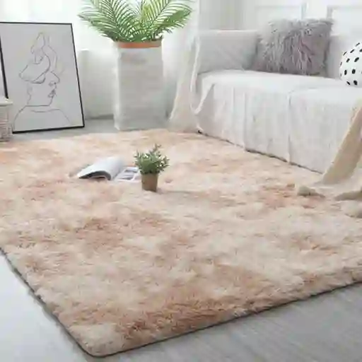 Tapete Alfombra Peluda Satinada Beis Grande 200 X 150 Cm