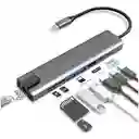Adaptador Tipo C 8 En 1 /hdmi/usb 3.0/ Lan/ Usb C + Pd / Splitter Tipo C