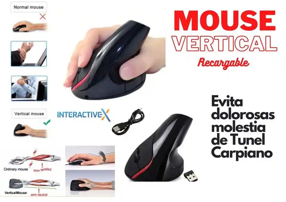 Promo!!!! Mouse Vertical Inalambrico / Mouse Ergonomico Recargable/ Mouse Diseñador
