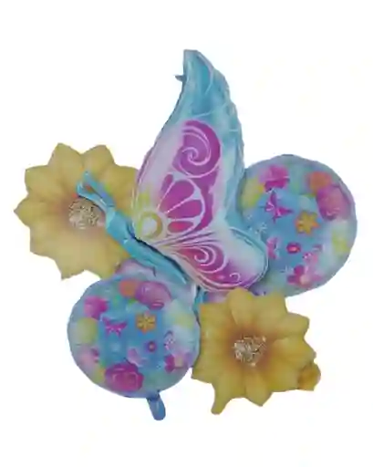 Bouquet X5 Globos Metalizados Mariposa