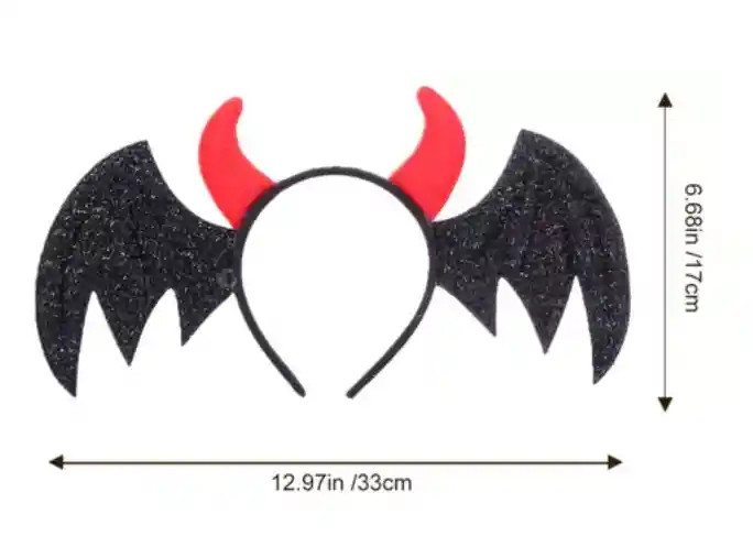 Diadema Cuerno De Halloween Led Murcielago Disfraz Niño 17cm