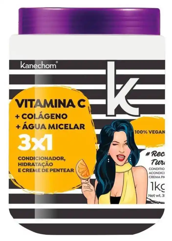   KANECHOM  Acondicionador Y Crema Para Peinar Vitamina C Colageno Y Agua Micelar 1000G 