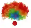 Peluca Afro Payaso Colores + Nariz Disfraz Hallowen Fiesta