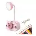 Lampara Led Escritorio Portátil Recargable Con Tajalápiz Color Rosa