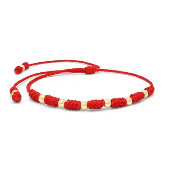 Pulsera 7 Nudos Hilo Rojo Buena Suerte Protección Oro Laminado 18k